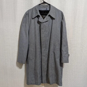 London Fog Men's Vintage Houndstooth Single Breasted Trench Coat Size 40